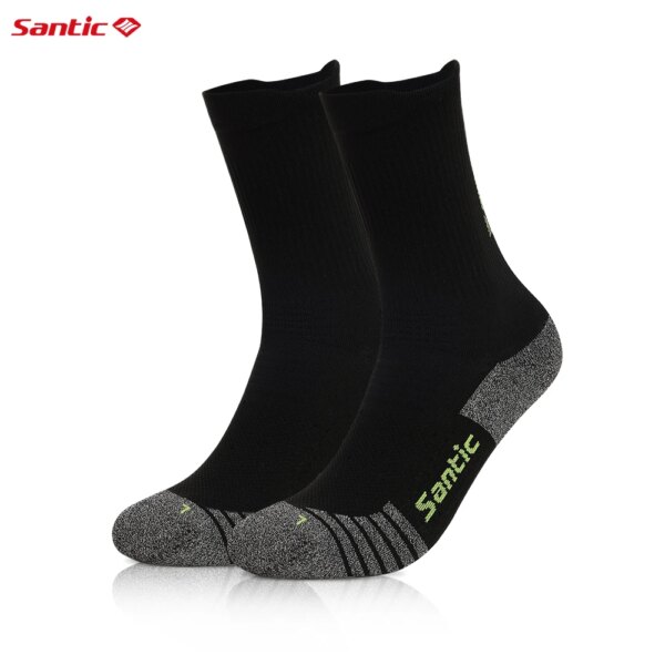 Calcetines de ciclismo Santic para hombre, calcetines para bicicleta MTB, calcetines cálidos transpirables antisudor para deportes al aire libre, calcetines antideslizantes para correr 2P133