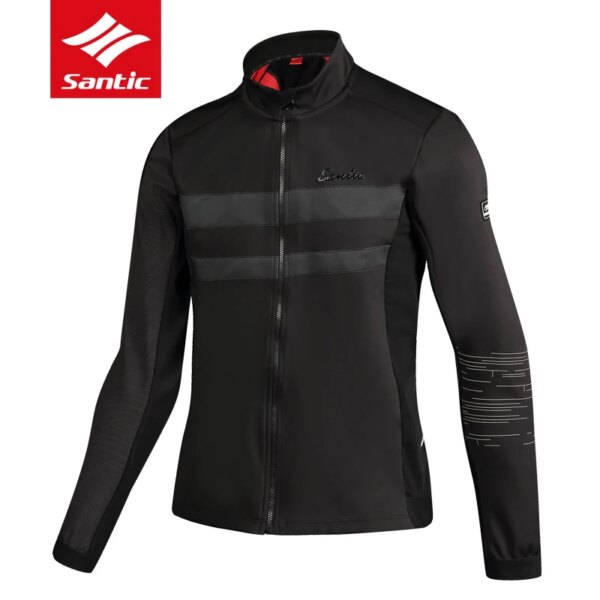 Santic hombres bicicleta ciclismo chaquetas térmicas Otoño Invierno mantener caliente MTB bicicleta de carretera chaqueta deporte al aire libre abrigo a prueba de viento negro