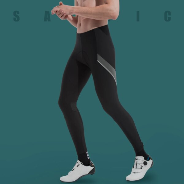 Santic-pantalones de ciclismo para hombre, pantalones largos para bicicleta de invierno, con cojín, pantalones para bicicleta de montaña, deportes al aire libre, reflectantes, talla asiática