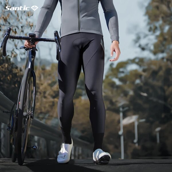 Santic pantalones de ciclismo para hombre, pantalones largos para bicicleta de invierno, pantalones acolchados para bicicleta MTB, pantalones reflectantes para deportes al aire libre WM0C04126