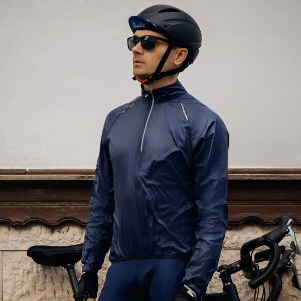 Santic-abrigo de piel para ciclismo para hombre, resistente al viento, impermeable, protección solar para lluvia pequeña, chaquetas ligeras para ciclismo M0C07033