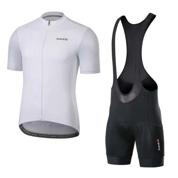 Santic-trajes de ciclismo para hombre, conjuntos de bicicletas, camisetas de ciclismo, pantalones cortos con pechera, ropa de bicicleta MTB, ropa de verano transpirable para equipo