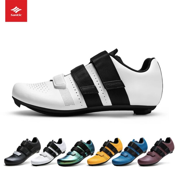 Santic-zapatos de ciclismo de carretera para hombre y mujer, calzado informal, transpirable, profesional, atlético, con autosujeción, Unisex