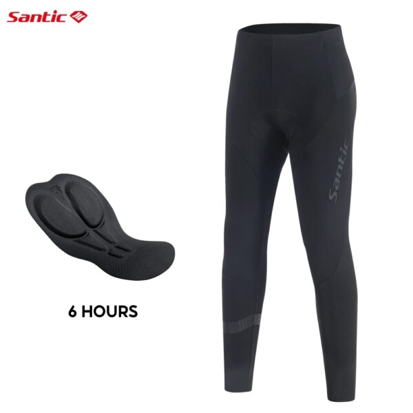 Santic-pantalones de ciclismo para hombre, pantalones de esponja para mantener el calor, almohadilla para deportes de ciclismo de carretera, pantalones de ciclismo térmicos a prueba de viento para invierno