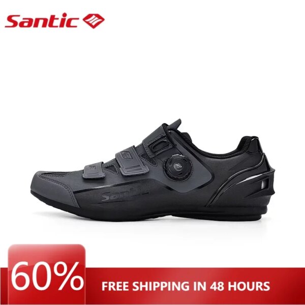 Santic zapatos de ciclismo para hombre, zapatos de ciclismo desbloqueados, suela de goma para bicicleta MTB, zapatos antideslizantes para bicicleta WS23042