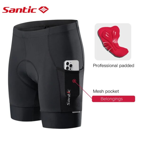 Santic Pantalones cortos de ciclismo para hombre, pantalones cortos de ciclismo acolchados 4D, pantalones cortos de ciclismo MTB, ropa de ciclismo con bolsillos