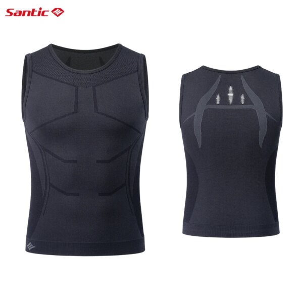 Santic-Chaleco de ciclismo para hombre, chaleco para deportes de ciclismo sin costuras, ropa interior térmica para mantener el calor en bicicleta de carretera, secado rápido 2C02239G