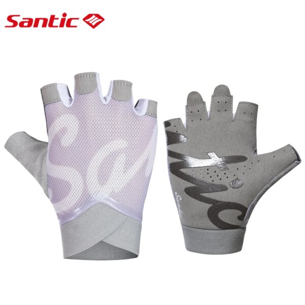 Santic-guantes de ciclismo de verano para mujer, guantes antideslizantes de medio dedo para entrenamiento de bicicleta MTB, guantes de ciclismo de secado rápido