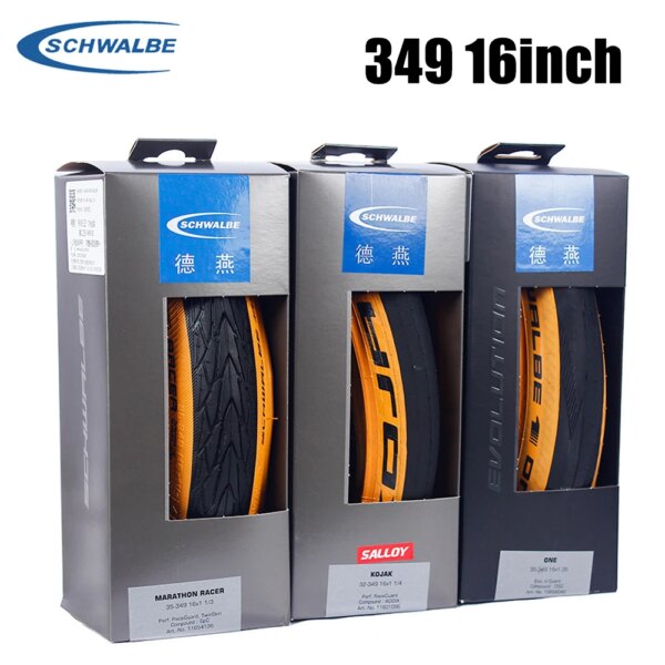 Schwalbe KOJAK ONE 349 neumático de acero de 16 pulgadas Marathon Racer EXO neumático lateral amarillo Retro ultraligero 35-349 16*1,35 neumáticos plegables