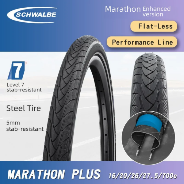 Neumático Schwalbe Marathon Plus versión mejorada 16 20*1,35 neumático de bicicleta antipinchazos para ciclismo de montaña y carretera