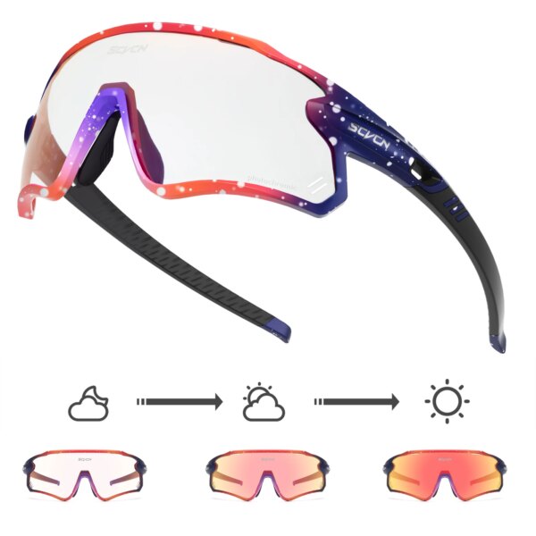 Scvcn gafas de sol fotocromáticas rojas polarizadas para hombre, gafas de sol para ciclismo de montaña UV400, gafas para mujer, gafas para bicicleta de carretera