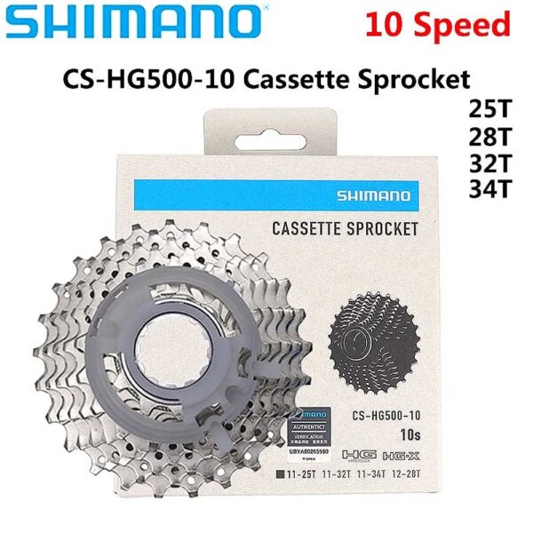 Piñón de Cassette para bicicleta de carretera Shimano CS HG500 de 10 velocidades para transmisiones de carretera 10s 10v 12-28T 11-25/32T/34T rueda libre