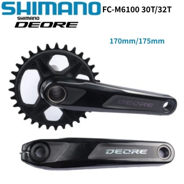 Shimano-platos y bielas DEORE FC M6100, 170mm/175mm, 30T/32T, plato 12s, manivela para bicicleta de montaña, 12 velocidades