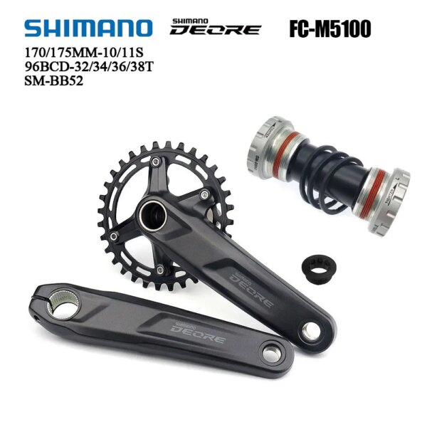 Shimano-platos y bielas DEORE M5100 para bicicleta de montaña, 96BCD, 170mm, 175mm, 32T, 34T, 36T, 38T, manivela de velocidad 10 / 11, piezas de ciclismo