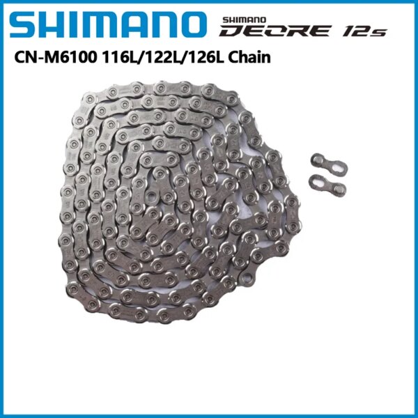 Cadena Shimano Deore M6100 de 12 velocidades 116L 122L 126 eslabón para piezas de bicicleta de montaña HG Cadena de 12 velocidades piezas de bicicleta MTB