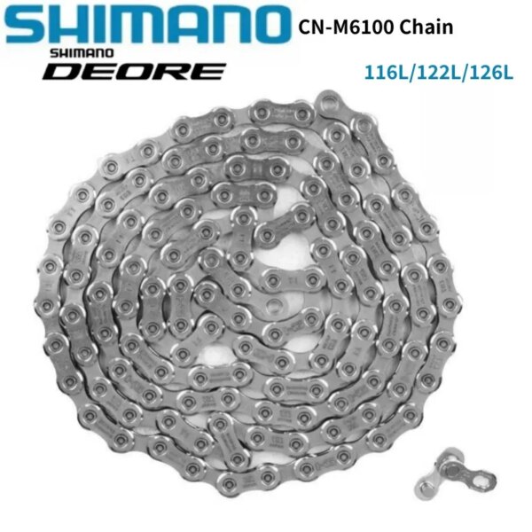 Shimano-cadena Deore M6100 CN 116L 120L 126L para piezas de bicicleta de montaña, cadena de 12 velocidades, accesorios para bicicleta de montaña