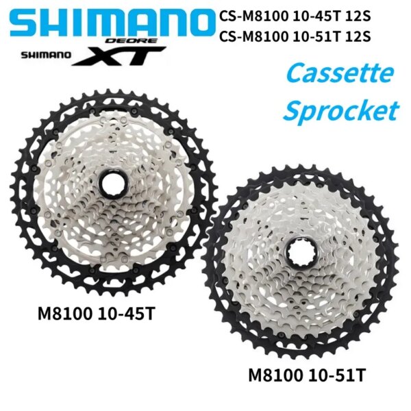 Shimano-piñón de Cassette Deore XT M8100, CS-M8100, 12 velocidades, 10-45T/10-51T, 1 unidad, MTB para bicicleta de montaña, piezas originales Shimano