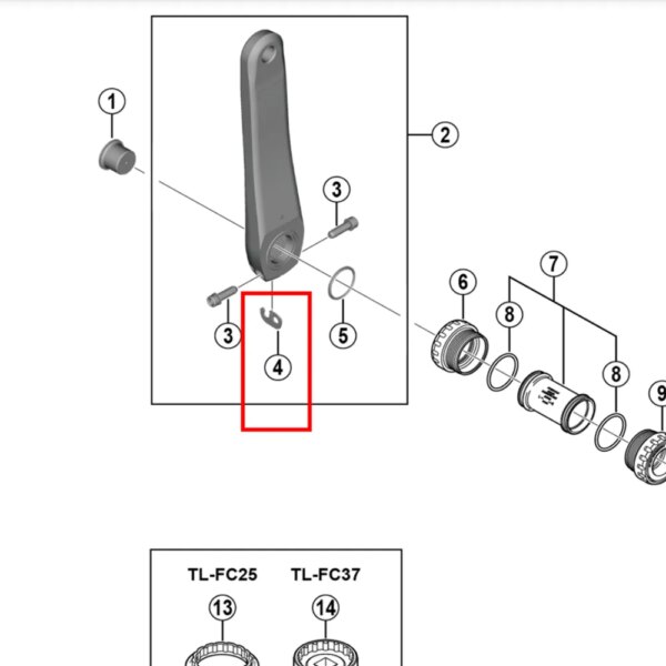 Shimano Hollowtech-II Pin de placa de manivela izquierda para platos y bielas de montaña y carretera Y1GE98050 Y1FU98120 Y0J698050