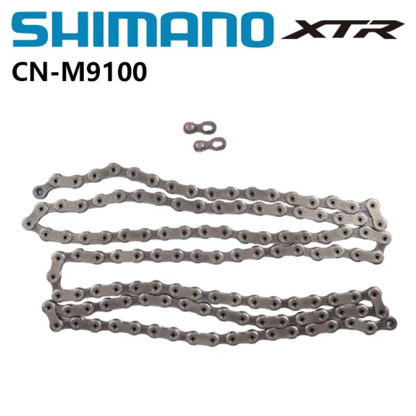 Cadena Shimano XTR CN-M9100 12s 126L/138L para bicicleta de montaña MTB HYPERGLIDE+ - SIL-TEC con enlace rápido Piezas originales de bicicleta Shimano