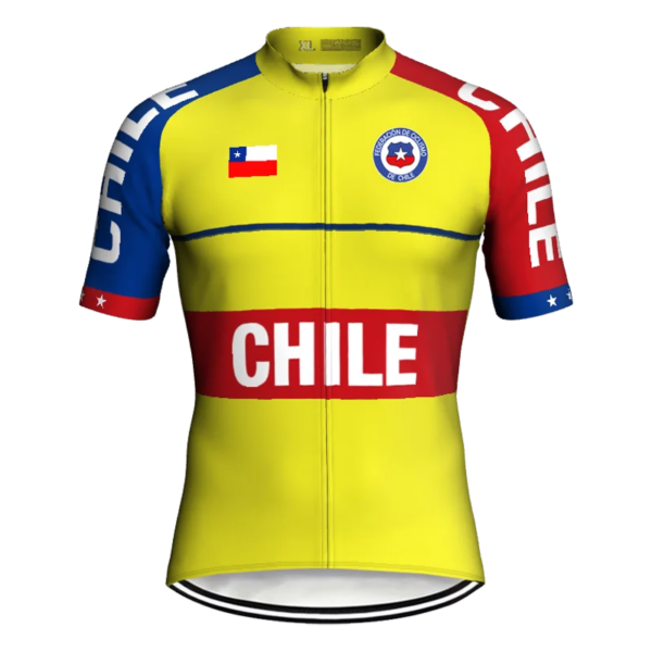 Jersey de manga corta de Chile, ropa para bicicleta de carretera, chaqueta MTB, Top de ciclismo, ropa deportiva profesional, camisa amarilla, ropa ajustada cómoda