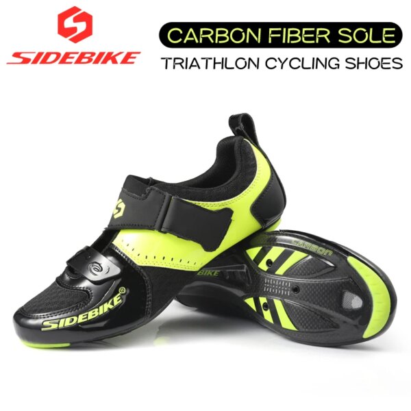 Sidebike-zapatos de ciclismo para triatlón y carretera, zapatos de fibra de carbono, calzado atlético profesional para bicicleta de carretera, ultraligeros y transpirables