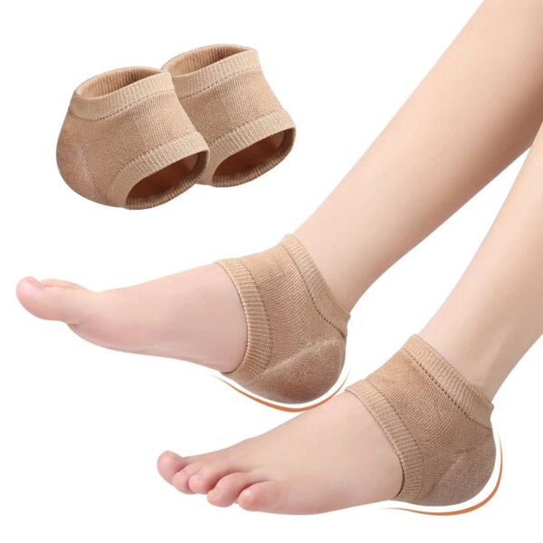 Funda protectora de silicona, almohadillas para el talón, copas para el talón, soporte para fascitis Plantar, cuidado de los pies, cojín Reparación de la piel, calcetines de media yarda, talón de Gel