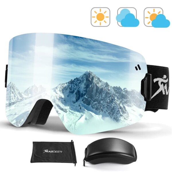 Gafas de esquí, gafas magnéticas para Snowboard para hombres y mujeres, gafas para moto de nieve, gafas para esquiar en nieve, doble capa, antivaho UV400