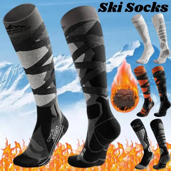 Calcetines de esquí de invierno para adultos, calcetines gruesos de algodón antideslizantes para deportes, Snowboard, ciclismo, esquí, fútbol, ​​calcetines térmicos cálidos para hombres y mujeres al aire libre