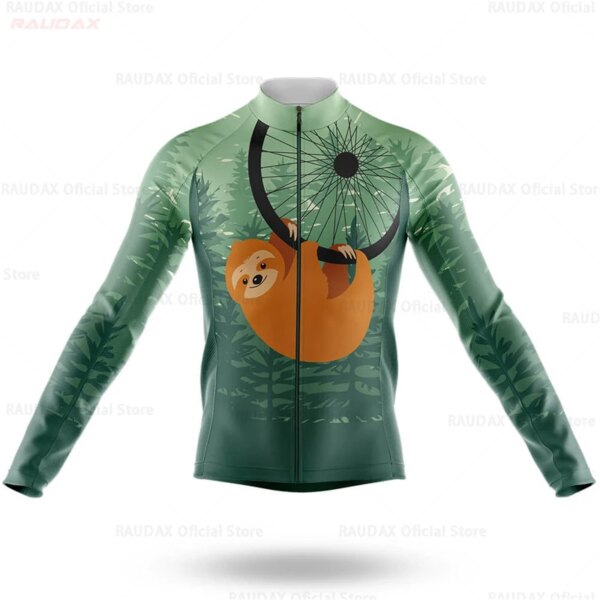 Perezoso hombres de manga larga bicicleta Jersey chaqueta PRIMAVERA/otoño MTB ropa de ciclismo uniforme de bicicleta transpirable bicicleta de carretera camiseta de carreras