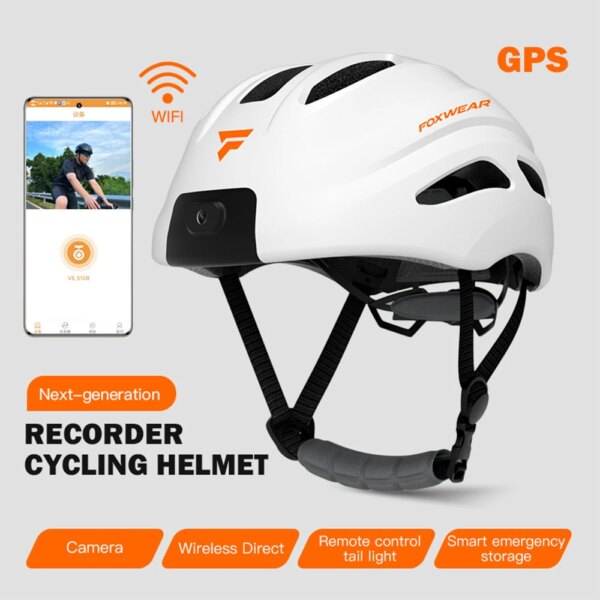 Casco de bicicleta inteligente con cámara 1080P, gorras de seguridad inalámbricas WiFi con luz trasera