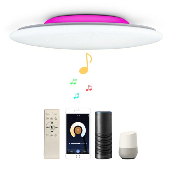 Lámparas LED inteligentes para techo, luces con Altavoz Bluetooth, Control remoto para electrodomésticos de decoración del hogar, funcionan con Alexa y Google Home