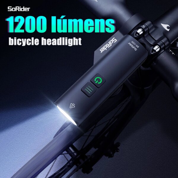 SoRider BR 1200 Lumen Faro de bicicleta impermeable USB recargable LED 4500mAh MTB bicicleta de carretera lámpara frontal linterna ciclismo