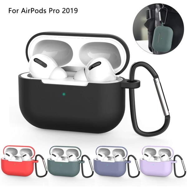 Funda de silicona suave para Apple Airpods Pro 1, funda protectora a prueba de golpes para airpods Pro 1, accesorios para auriculares con ganchos