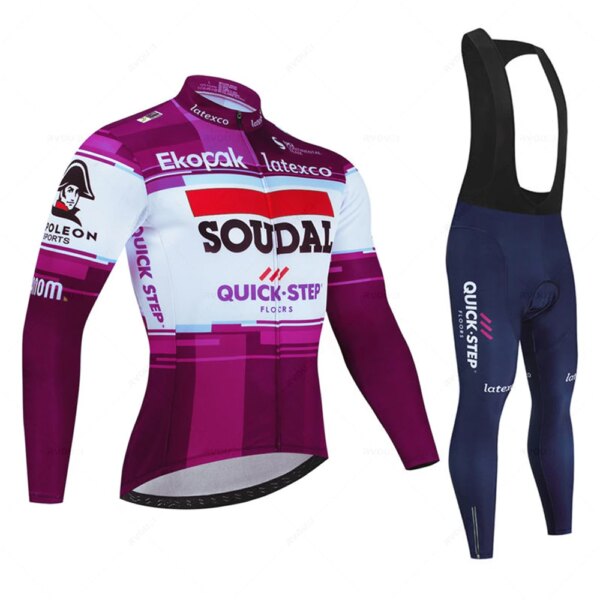 Soudal Quick Step-Conjunto de Ciclismo para hombre, Ropa deportiva de manga larga para exteriores, uniforme de Ciclismo de montaña, primavera y otoño