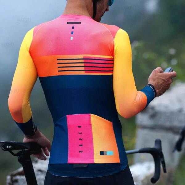 Equipo de España de invierno, ropa térmica de lana para ciclismo, traje de Jersey de manga larga para hombre, conducción al aire libre, pantalones MTB, ropa, monos