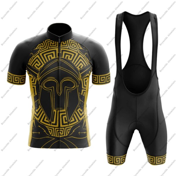 Conjunto de Jersey de Ciclismo negro Spartan para hombre, Maillot de Ciclismo para hombre, ropa de Ciclismo de carretera de montaña de verano