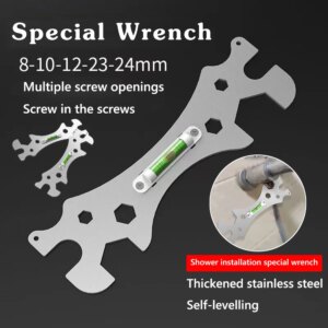 Herramientas de llave especial con nivel, instalación de grifo de ducha, regla de llave de nivel multifuncional para baño, herramienta de medición de distancia