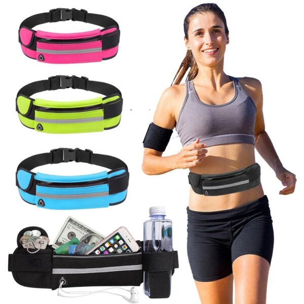 Riñonera deportiva para correr para hombre y mujer, riñonera cómoda impermeable para gimnasio, cinta reflectante de seguridad, funda para teléfono para ciclismo, cinturón para correr