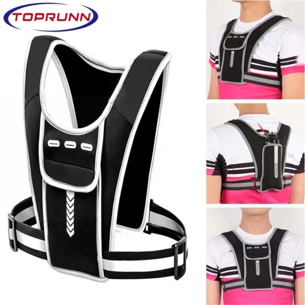 Chaleco deportivo, bolsa para teléfono, mochila reflectante para ciclismo, bolsa multifuncional para el pecho para teléfono, ligera para correr al aire libre, montar, senderismo