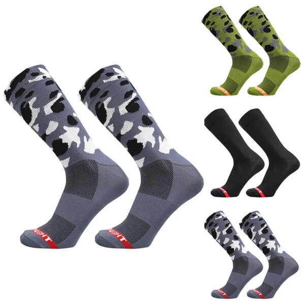 Calcetines de Ciclismo de camuflaje para deportes al aire libre, Calcetines de compresión para bicicleta de montaña y campo traviesa, Calcetines verdes militares para Ciclismo