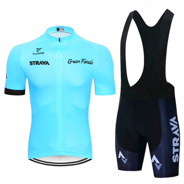 Strava-Conjunto de Jersey de Ciclismo para hombre, uniforme de montaña de manga corta, Ropa de Ciclismo, Maillot, traje de Ciclismo