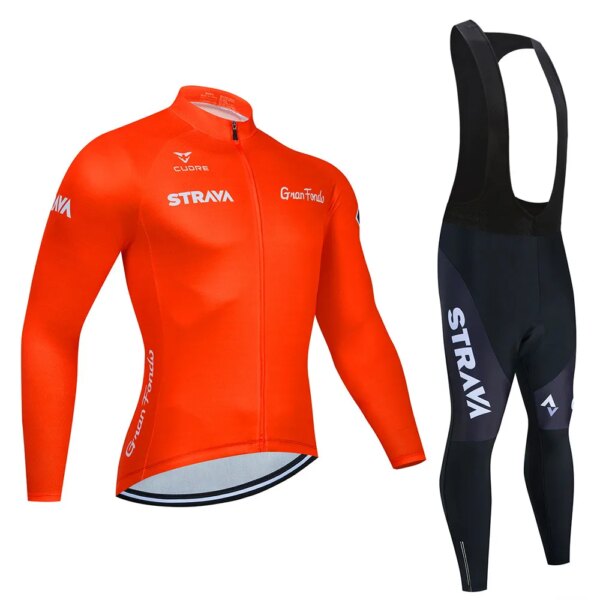 Strava-Conjunto de camisetas de Ciclismo de manga larga, Ropa de bicicleta de montaña, Maillot, Ropa de Ciclismo, traje de Ciclismo