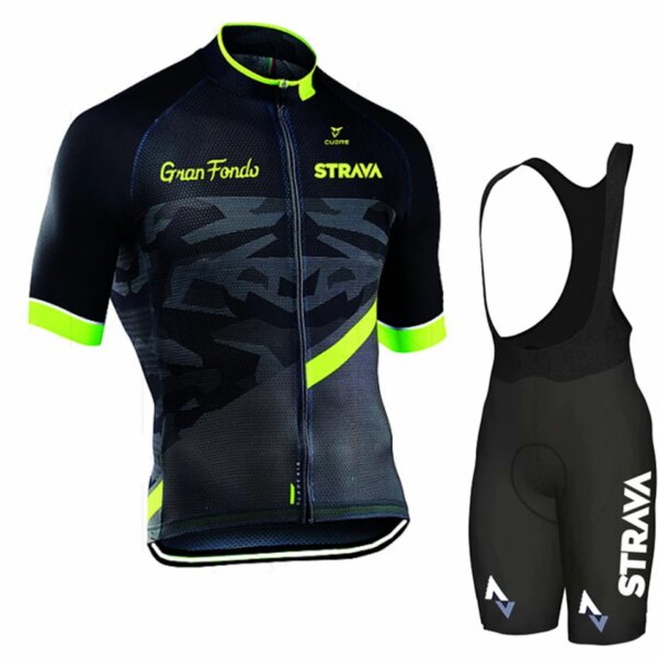 Strava-Conjunto de Jersey de Ciclismo profesional para equipo, Ropa de Ciclismo, camisetas para bicicleta de carretera, traje, pantalones cortos con pechera, Maillot de Ciclismo de montaña