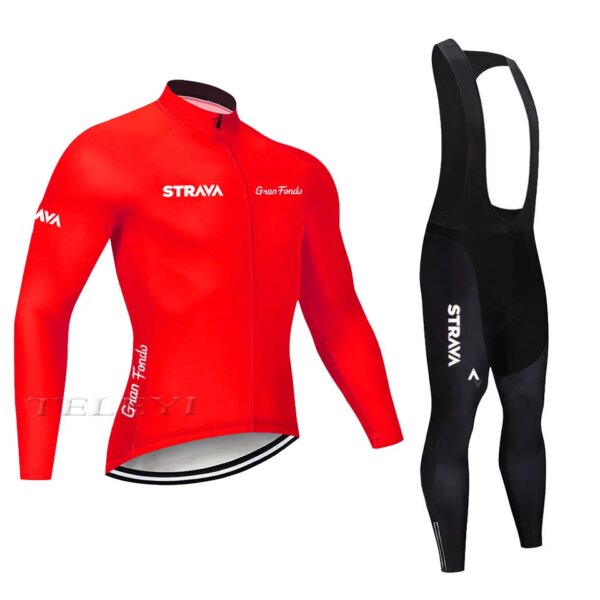 Strava-Conjunto de Jersey de Ciclismo profesional, Ropa para bicicleta de montaña de manga larga, Maillot, Ropa de Ciclismo de carreras