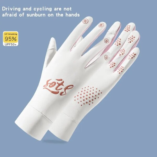 Guantes de conducción transpirables y a prueba de sol para verano, hechos de tela fresca UPF50+ para ciclismo al aire libre, protección UV, antideslizante y táctil