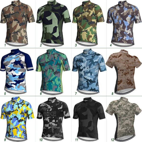 Verano Camo Jersey corto hombres ciclismo manga ropa deportiva de carretera MTB bicicleta camisa Motocross suéter cubre chaqueta Top Wear Racer