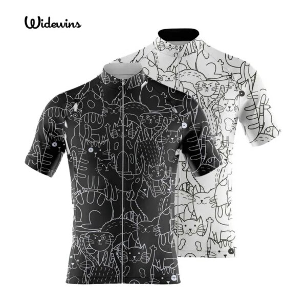 Camiseta de ciclismo de verano para hombre, uniformes de licra para bicicleta de montaña, ropa para bicicleta de montaña, ropa con mangas, camiseta de ciclismo, camiseta de gato negro