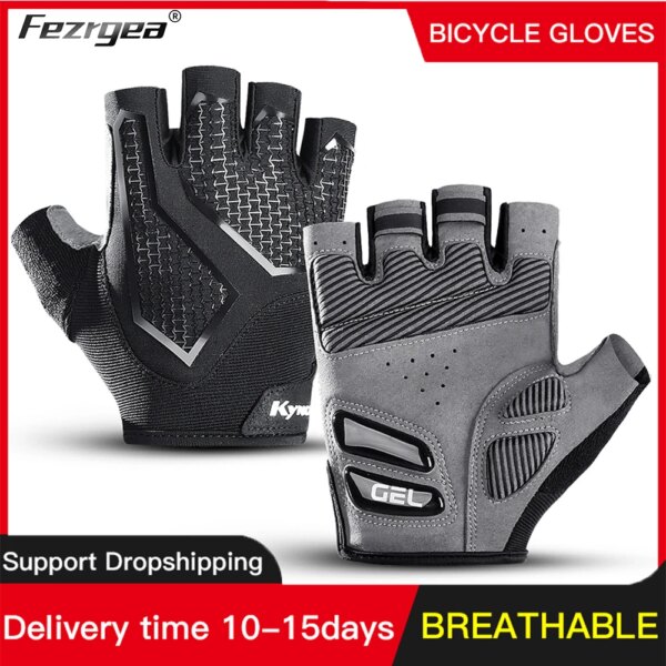 Guantes de ciclismo de medio dedo para hombre y mujer, guantes de silicona líquida que absorben los golpes, transpirables, deportivos, para Fitness y bicicleta, verano