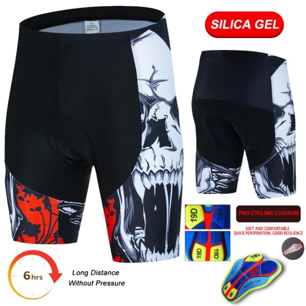 Pantalones cortos de verano para hombre, pantalones cortos para ciclismo de montaña y carretera, ropa para exteriores, almohadilla de Gel Coolmax 19D, pantalones cortos para bicicleta, pantalones cortos con pechera para bicicleta profesional