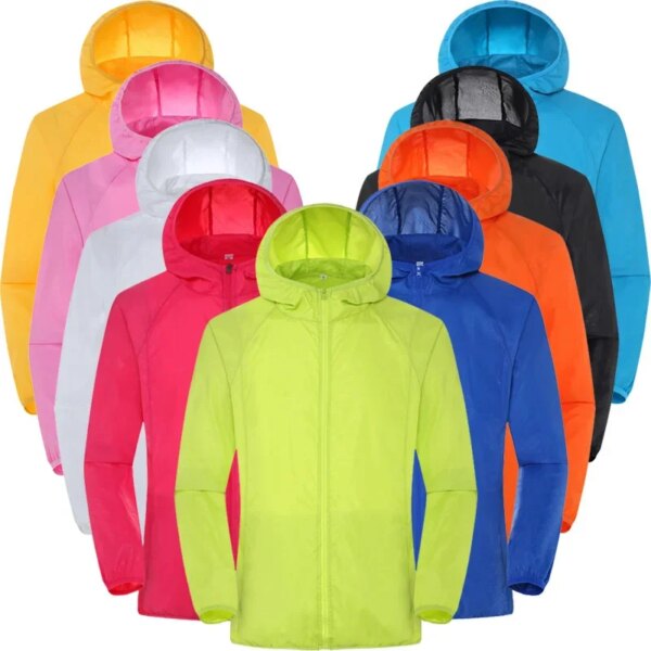 Chaquetas de piel de secado rápido para hombre y mujer, abrigos informales ultraligeros y transpirables, impermeables, con protección UV, para verano, 4XL